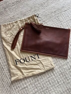 Fount Women’s Leather Travel Clutch Wrist Pouch in Brown